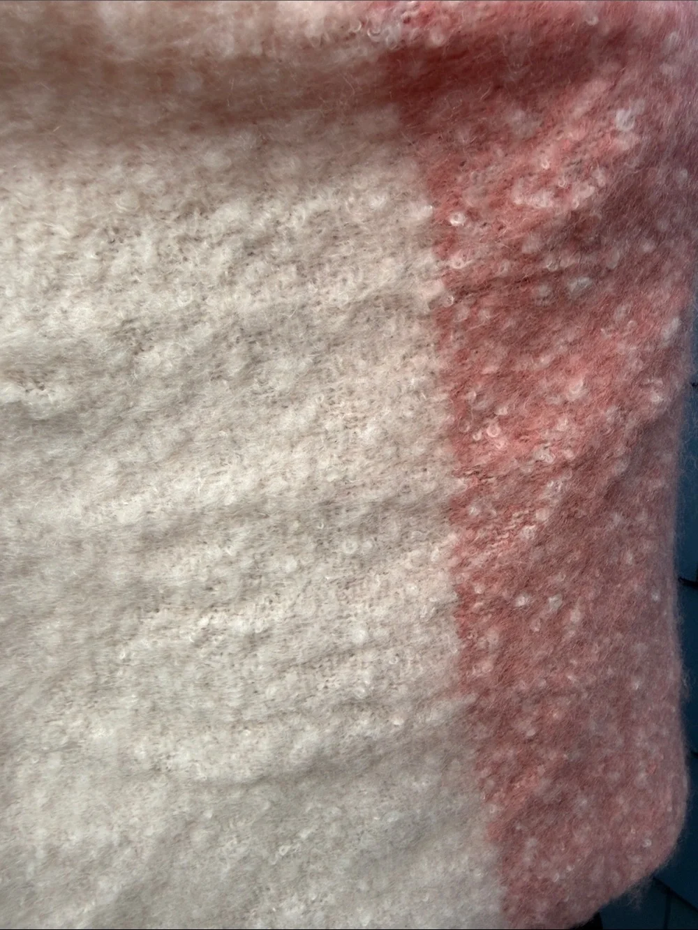 Anthropologie Two-Tone Pink & Cream Fringe Wrap blanket Scarf soft